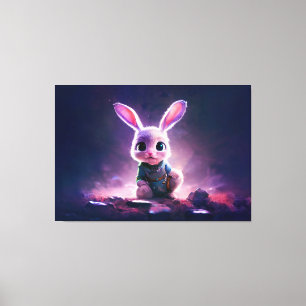 Realistic oil painting of a cute bunny canvas print