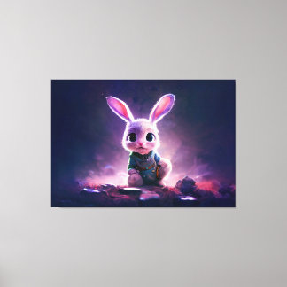 Realistic oil painting of a cute bunny canvas print