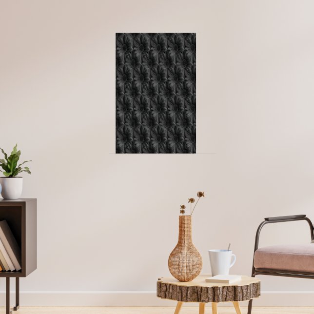 Realistic pattern of black chrysanthemums - Black  Poster (Living Room 3)