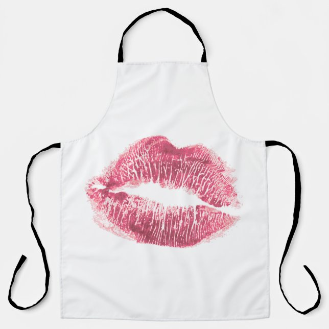 Realistic pink lips, isolated kiss apron (Front)