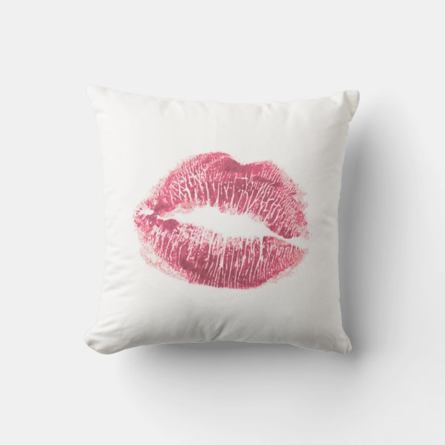 Realistic pink lips, isolated kiss cushion (Front)