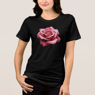Realistic Pink Rose Blossom Tri-Blend Shirt