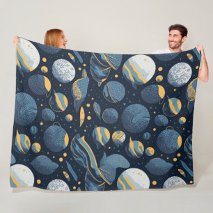 realistic Planets illustration pattern Fleece Blanket
