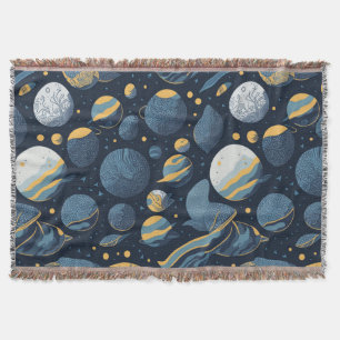 realistic Planets illustration pattern Throw Blanket