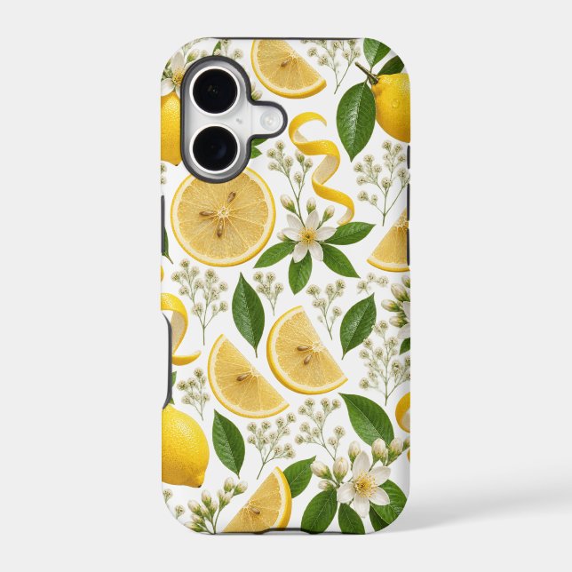Realistic Pressed Lemon & Botanical Floral Pattern (Back)