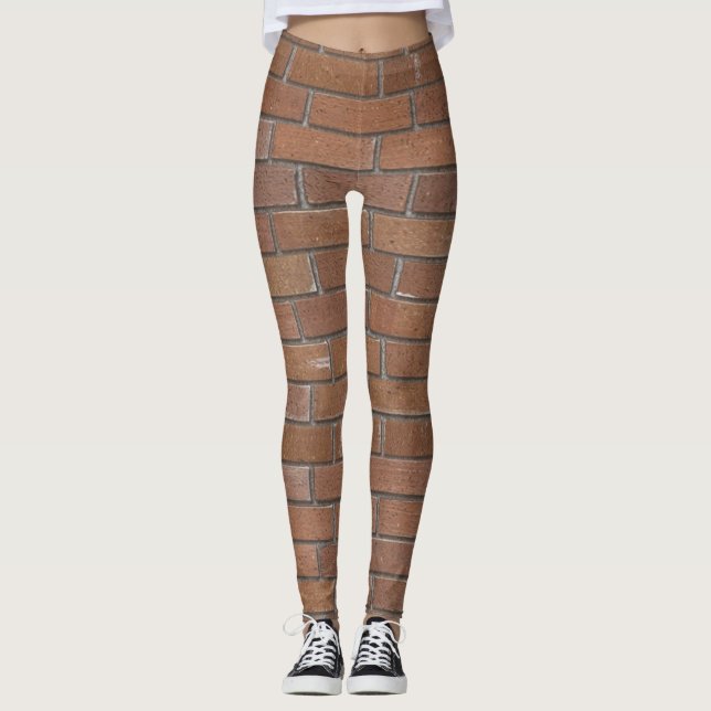 Realistic Red Terra Cotta Bricks Texture Leggings (Front)