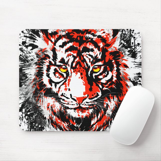 Realistic Red Tiger Mouse Pad - Tiger Mousepad (With Mouse)