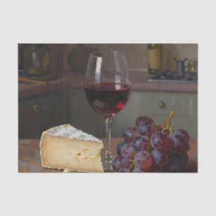 Realistic Red Wine Cheese Grapes Still Life Tissue Paper