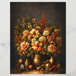 Realistic Rustic Christmas Florals Scrapbook Paper