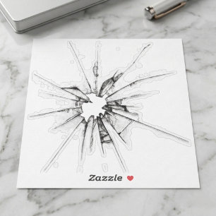 Realistic Shattered Glass Illusion Sticker