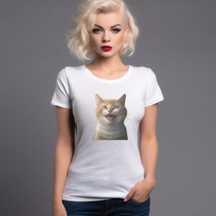 Realistic Smiling Cat Graphic  T-Shirt