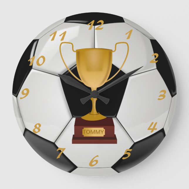 Realistic Soccer Ball and a Trophy Customisable Large Clock (Front)