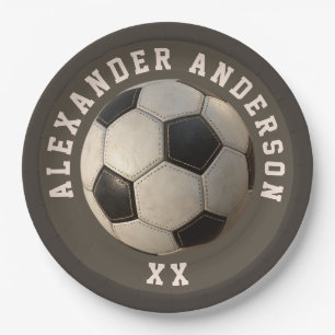 Realistic Soccer Ball Name and Jersey Personalise Paper Plate