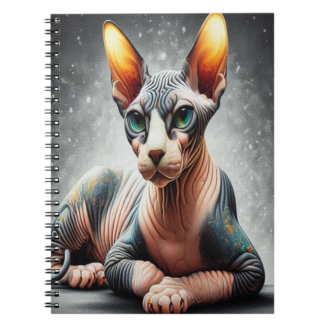 Realistic Sphynx Cat, Sphynx Hairless Cat Lover Notebook (Front)