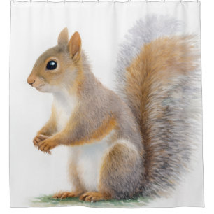 Realistic Squirrel Portrait Shower Curtain
