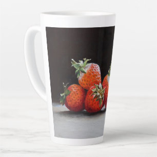 Realistic Strawberries Still Life Oil Painting Latte Mug