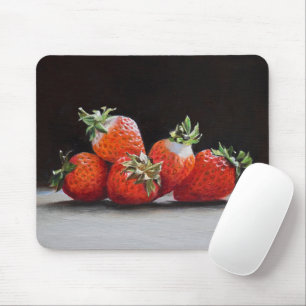 Realistic Strawberries Still Life Oil Painting Mouse Pad