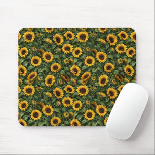 Realistic Sunflower Botanical Art Mouse Pad