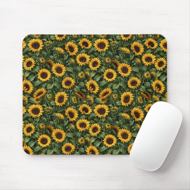 Realistic Sunflower Botanical Art Mouse Pad (With Mouse)