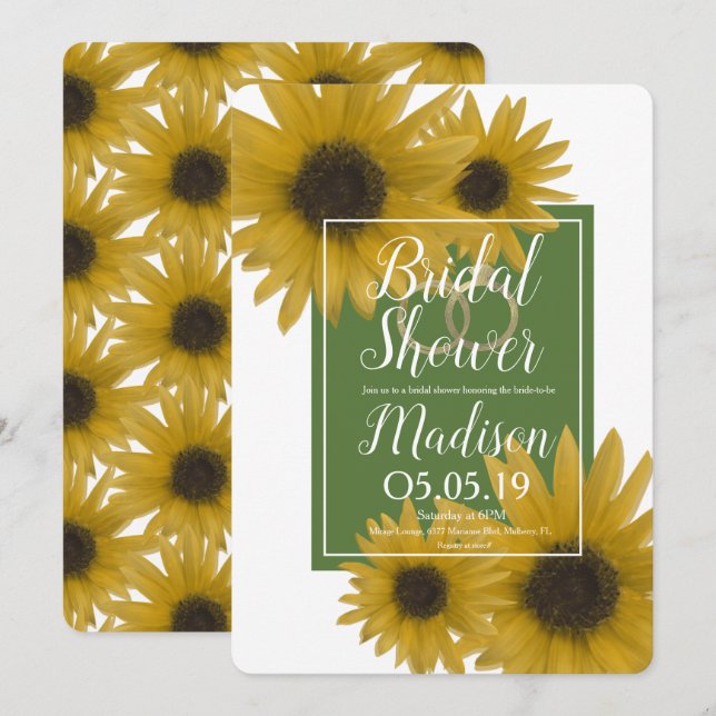 Realistic Sunflower Foil Ring Bridal Shower Invitation (Front/Back)
