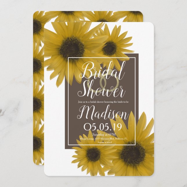 Realistic Sunflower Foil Ring Bridal Shower Invitation (Front/Back)
