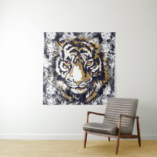 Realistic Tiger - Cool Tiger Head Drawing Tapestry