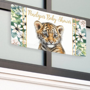 Realistic Tiger Cub Gender Neutral Baby Shower Banner