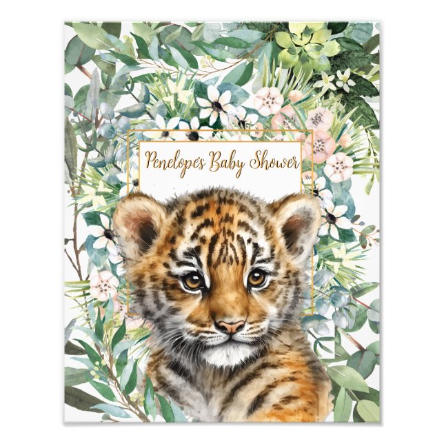 Realistic Tiger Cub Gender Neutral Baby Shower Photo Print (Front)