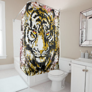 Realistic Tiger Shower Curtain - Cool Tiger Head