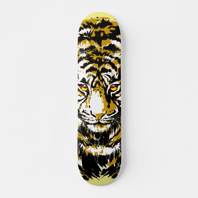 Realistic Tiger Skateboard - Tiger Head Drawing  (Front)