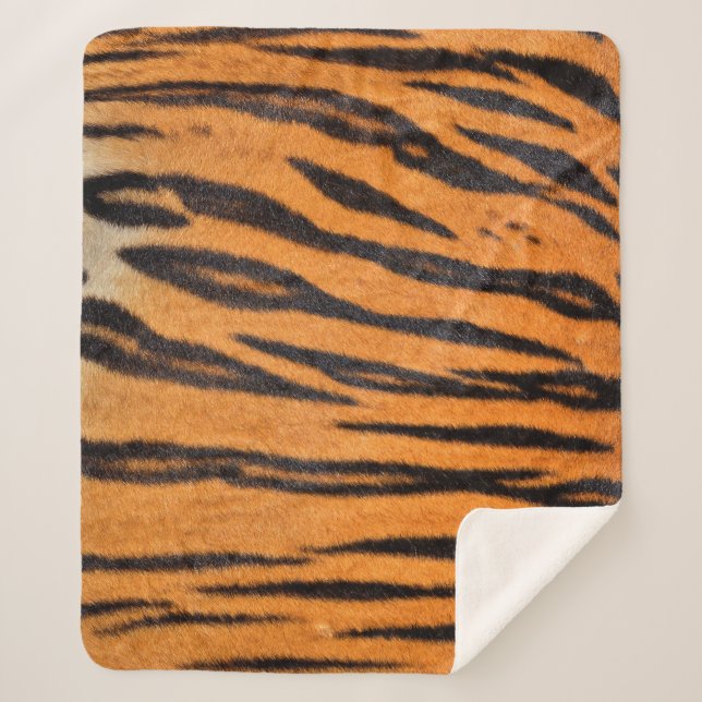 Realistic tiger skin texture. sherpa blanket (Front)