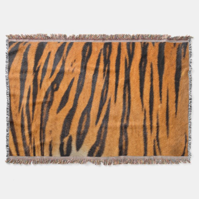Realistic tiger skin texture. throw blanket (Front)