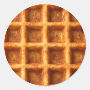 Realistic Toasted Square Waffle Food Design Classic Round Sticker
