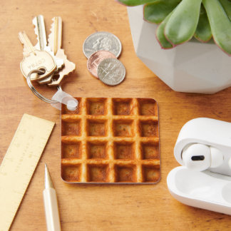 Realistic Toasted Square Waffle Food Design Key Ring