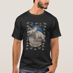 Realistic Triceratops Design With Silver Dinosaur T-Shirt