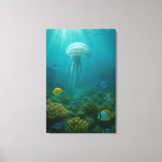 Realistic Underwater Jellyfish in Zakynthos Canvas Print