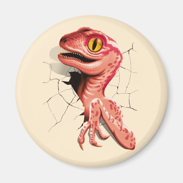 Realistic Velociraptor Dinosaur Hatching Magnet (Front)