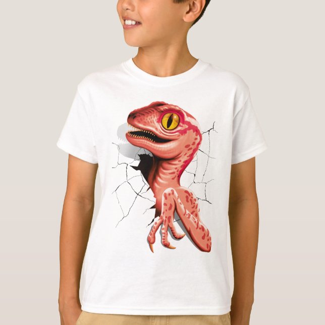 Realistic Velociraptor Dinosaur Hatching T-Shirt (Front)