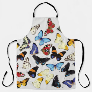 Realistic vintage butterflies collection. apron