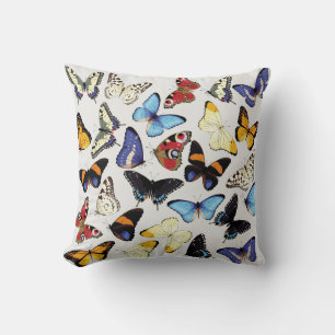 Realistic vintage butterflies collection. cushion