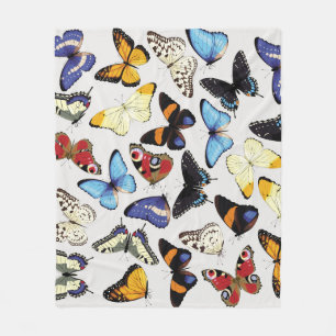Realistic vintage butterflies collection. fleece blanket