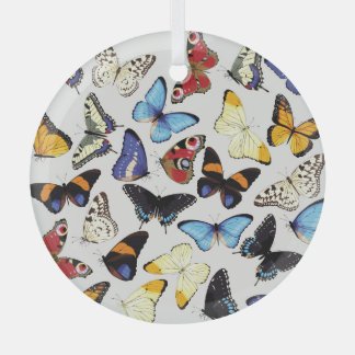 Realistic vintage butterflies collection. glass tree decoration