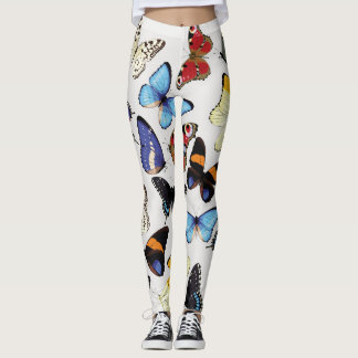 Realistic vintage butterflies collection. leggings
