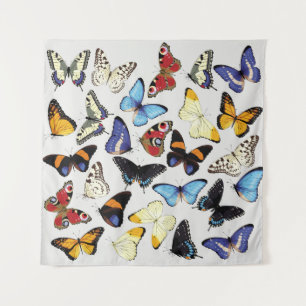 Realistic vintage butterflies collection. tapestry