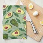 Realistic Watercolor Avocado Pattern Green  Tea Towel<br><div class="desc">Beautiful watercolor avocado illustration.</div>