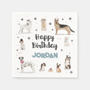 Realistic Watercolor Dogs Birthday Party, Any Age Napkin