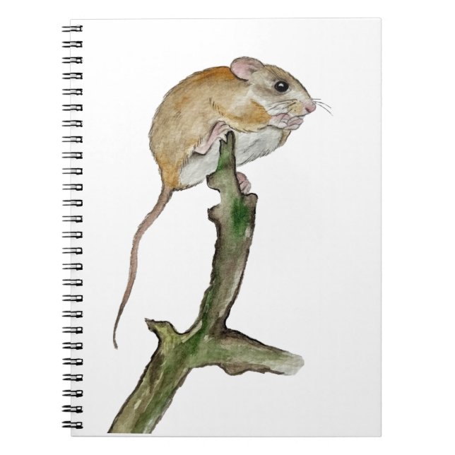 Realistic watercolor mouse in a tree notebook (Front)