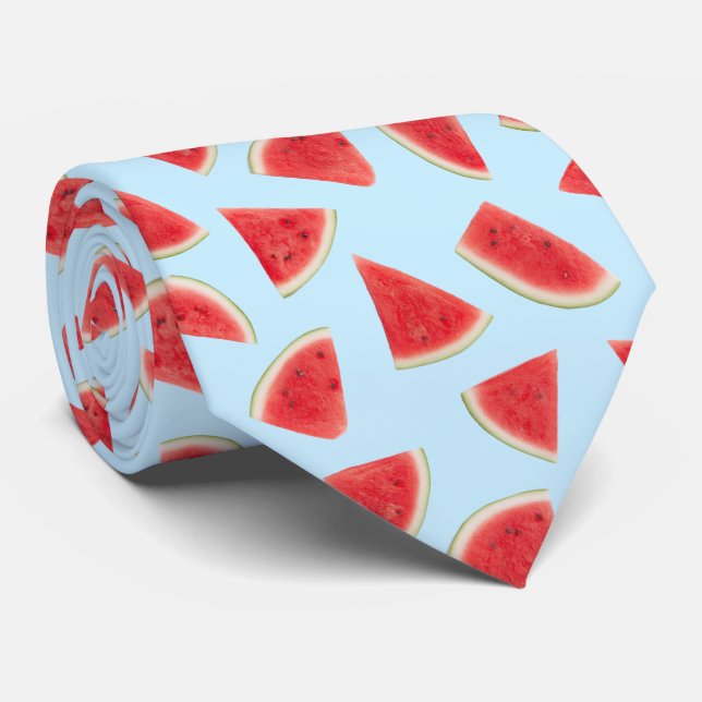 Realistic Watermelon Slice Summer Pattern Tie (Rolled)
