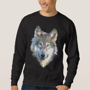 Realistic white wolf realistic animal print with c sweatshirt