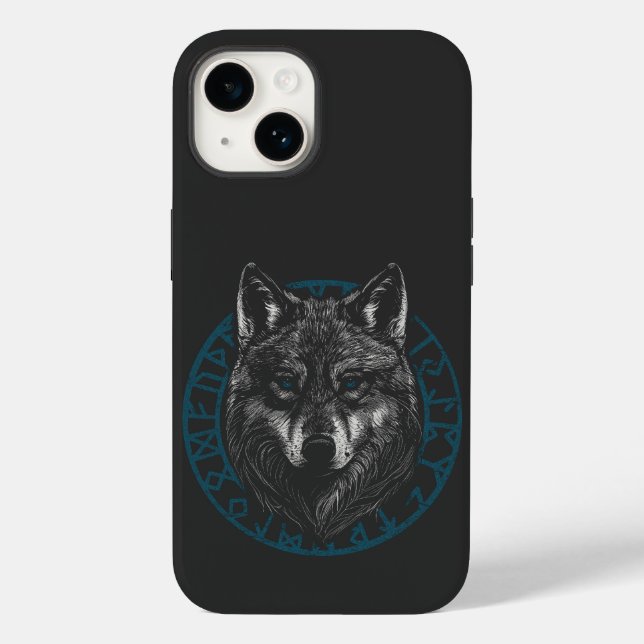realistic wolf with glowing blue eyes Case-Mate iPhone case (Back)